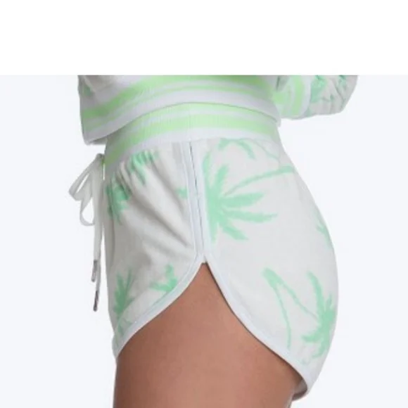 NWT Couture Terry Cloth Surf Green Palm Tree Piping Shorts sz-Xl - Picture 2 of 6